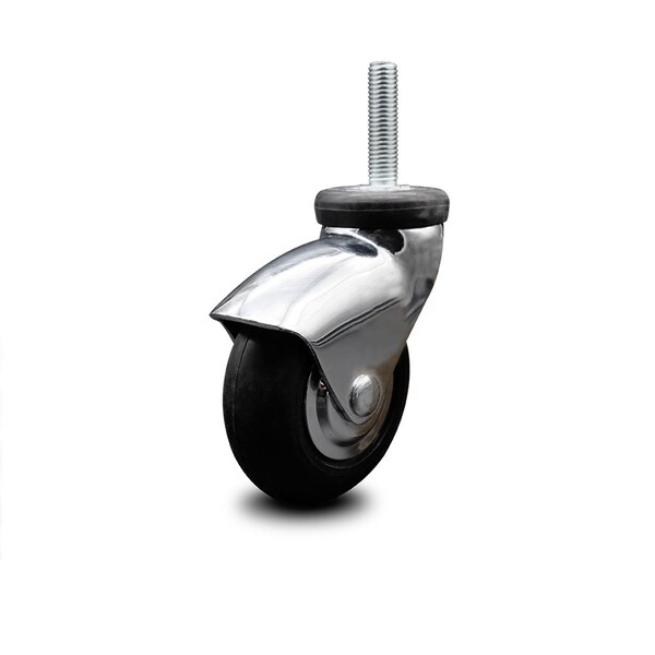 3 Inch Bright Chrome Hooded Neoprene Rubber 10mm Threaded Stem Caster SCC